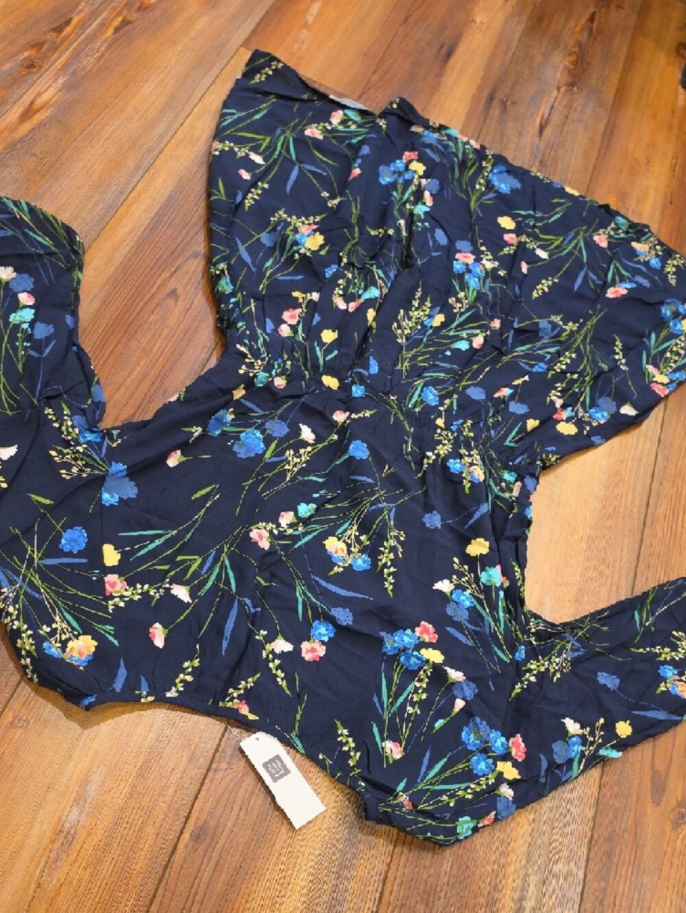 🆕 GAP Navy Floral Dress with Blue Yellow Pink Flowers - Picture 6 of 6